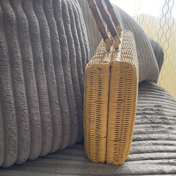 Marchioness Macy Yellow Wicker Straw Bamboo Box Purse Handbag Vintage 1950s 🌞 - Picture 4 of 16
